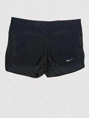 Nike Black Athletic Running Shorts with White Swoosh